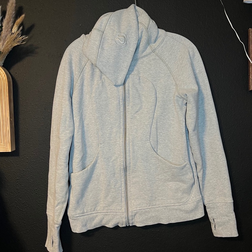 Lululemon Scuba Hoodie Full Zip Gray Size 10 Thumbhole Athletic Jacket Women